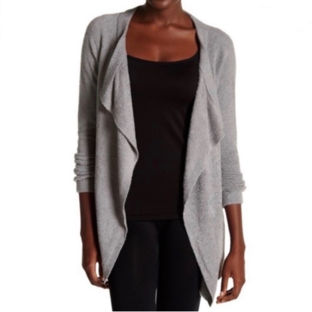 Barefoot Dreams Bamboo Chic Lite One Mile Cardi Pewter Open Cardigan